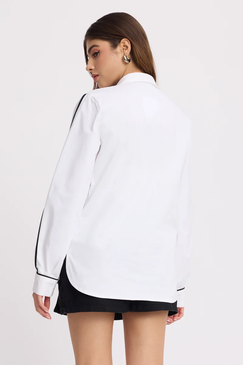 Juhn|100% Cotton Slit Sleeve Regular Shirt