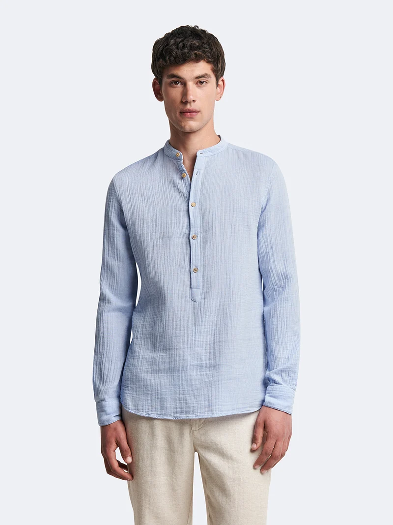 Chemise 100% coton rayée col officier
