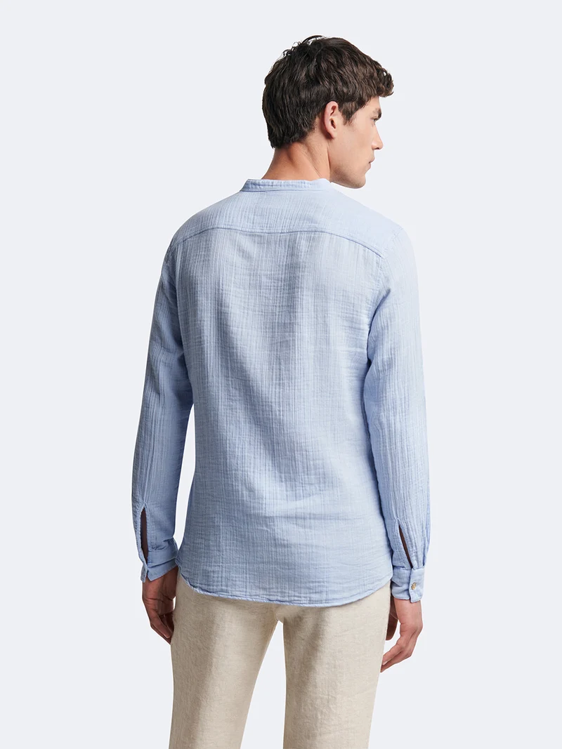 Chemise 100% coton rayée col officier