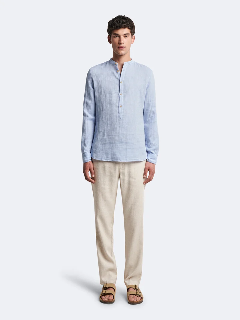 Chemise 100% coton rayée col officier