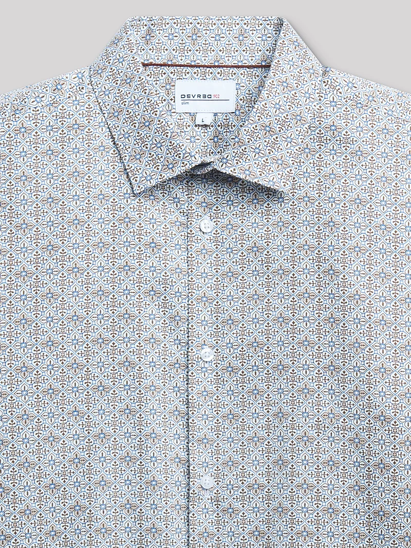 Chemise slim en satin géométrique