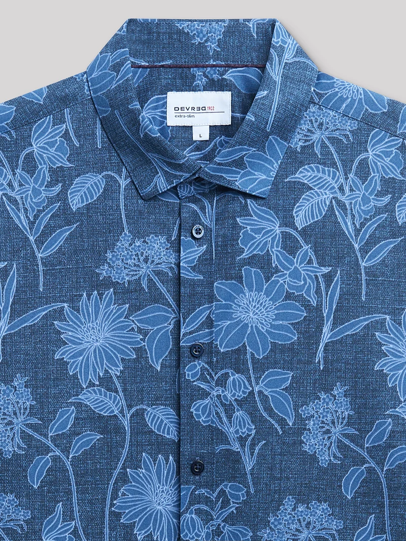 Chemise extra-slim stretch fleurie