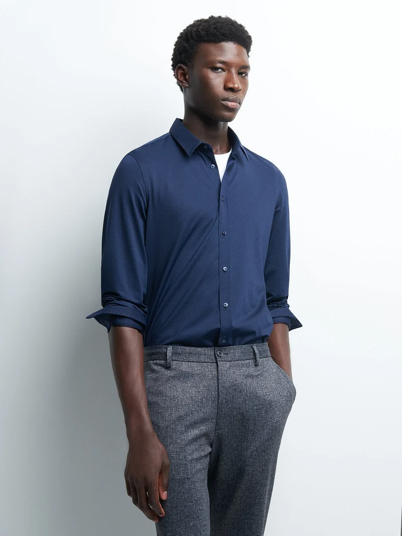 Chemise extra-slim stretch faux uni