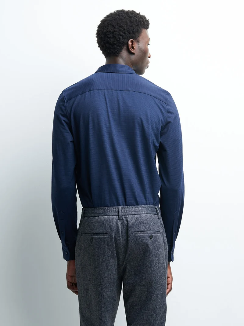 Chemise extra-slim stretch faux uni