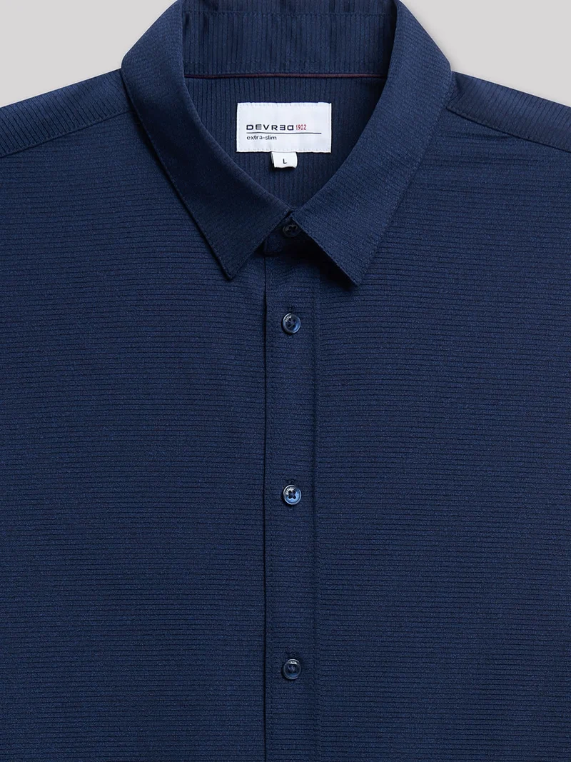 Chemise extra-slim stretch faux uni