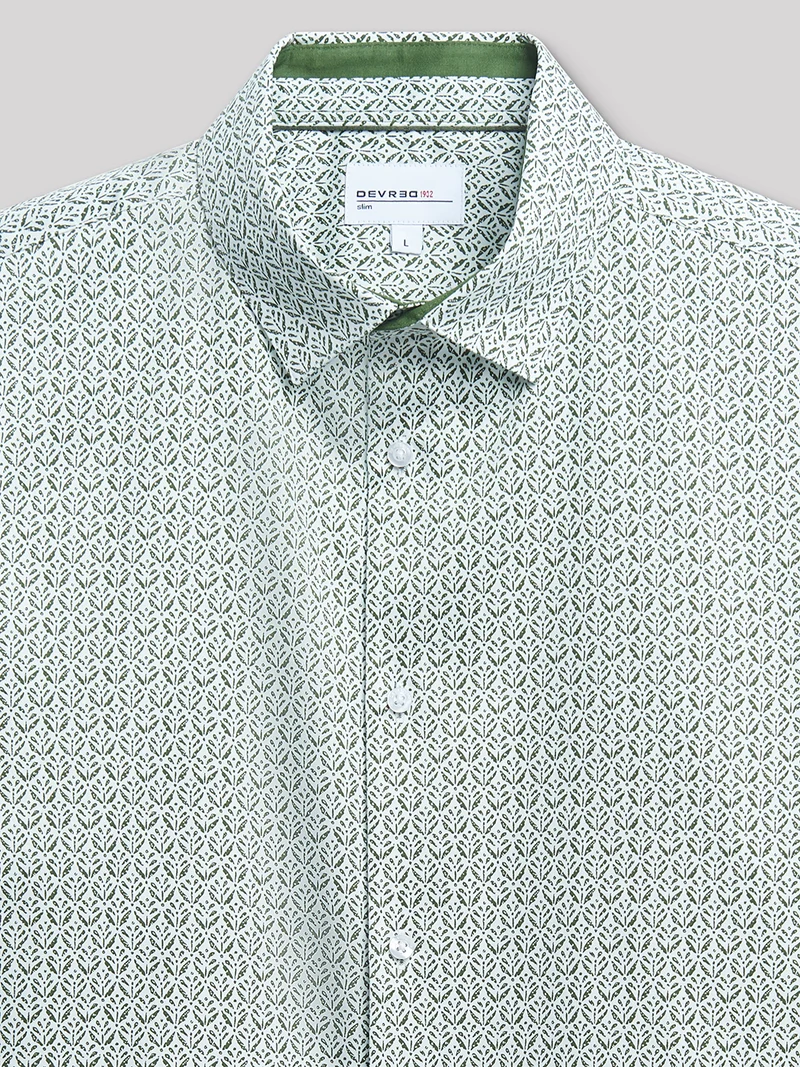Chemise slim en satin fleurie