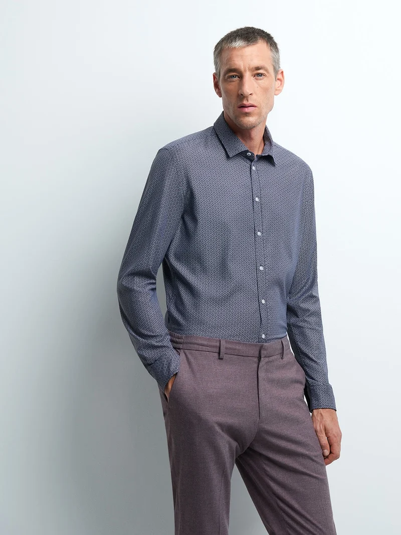 Chemise extra-slim stretch pied de puce