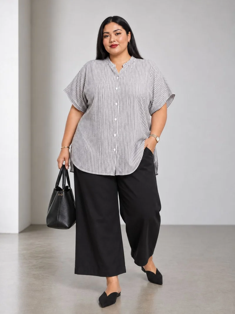 Keeva|100% Cotton Mandarin Collar Shirt