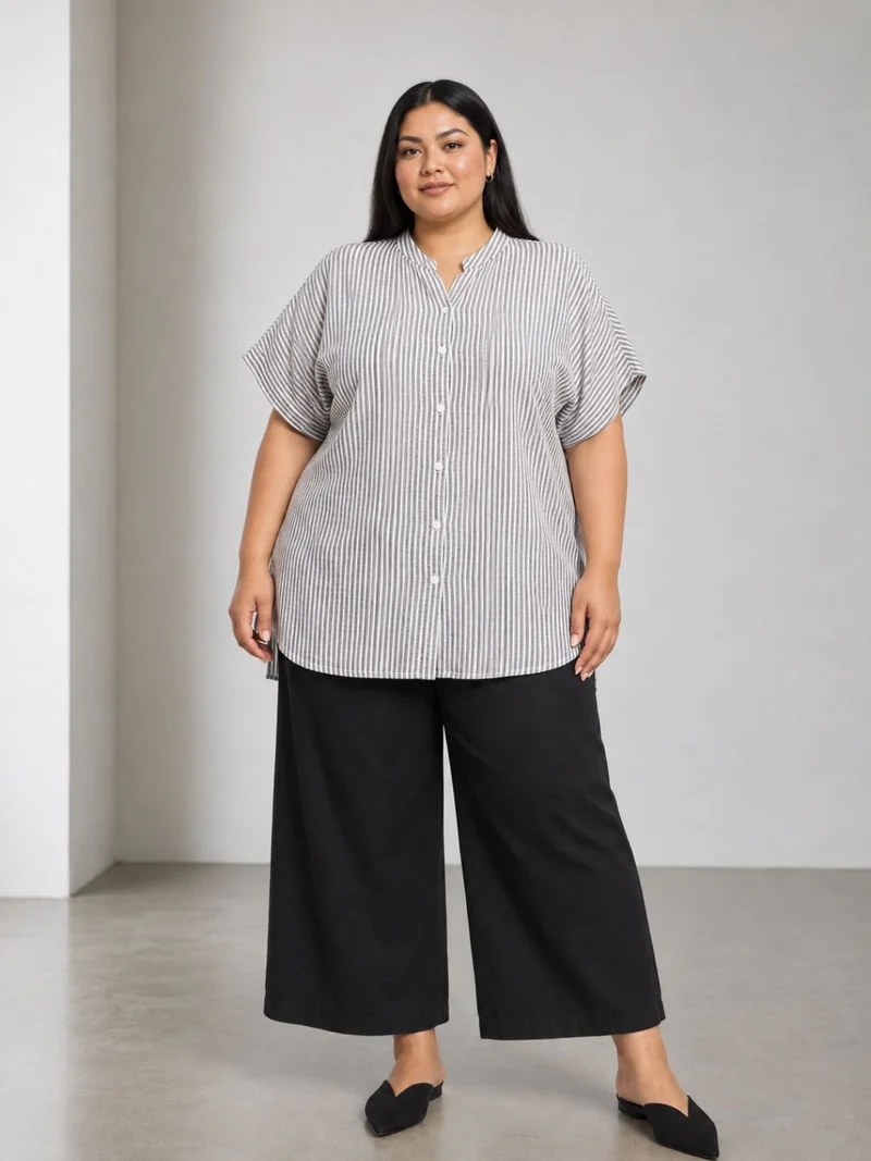 Keeva|100% Cotton Mandarin Collar Shirt