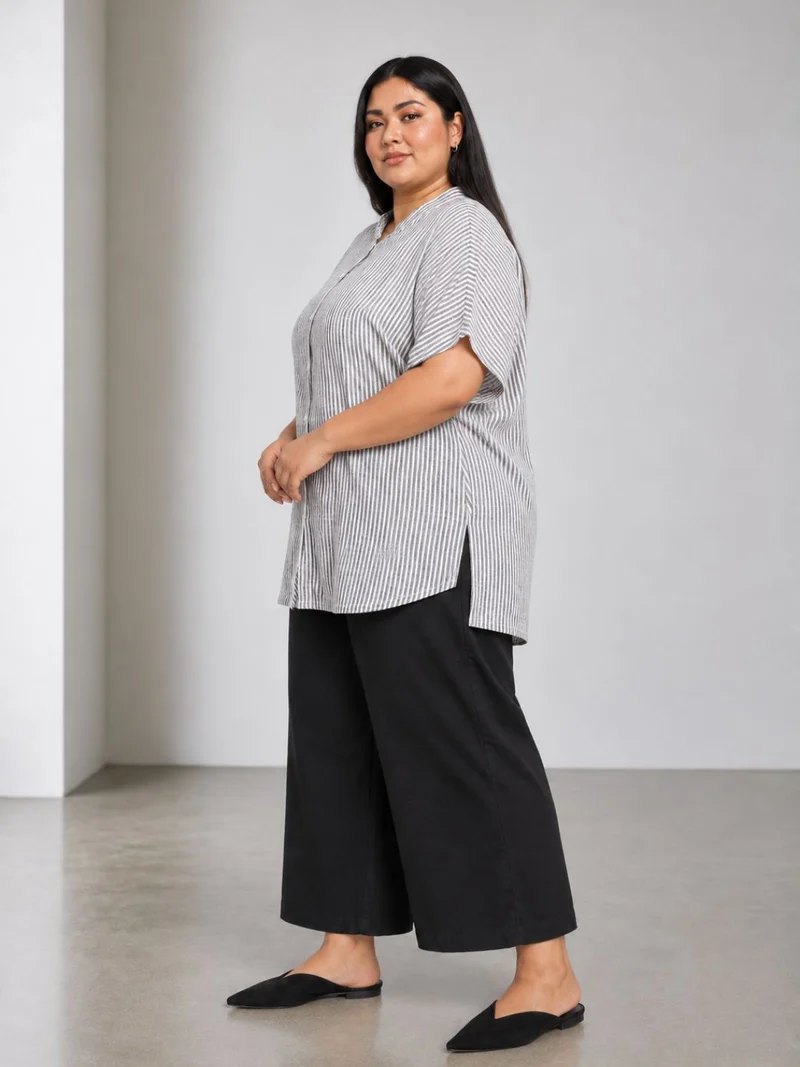 Keeva|100% Cotton Mandarin Collar Shirt