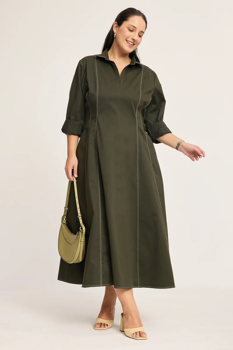 Carina|100% Cotton Collared Dress