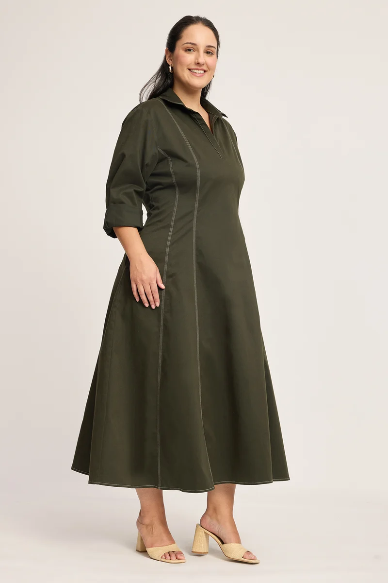 Carina|100% Cotton Collared Dress