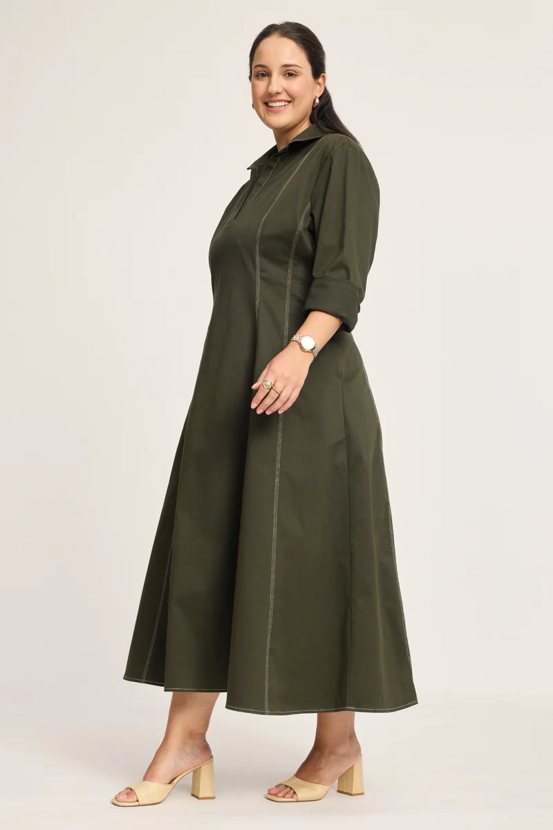 Carina|100% Cotton Collared Dress