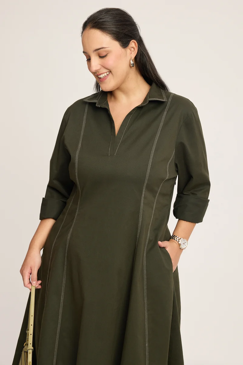 Carina|100% Cotton Collared Dress