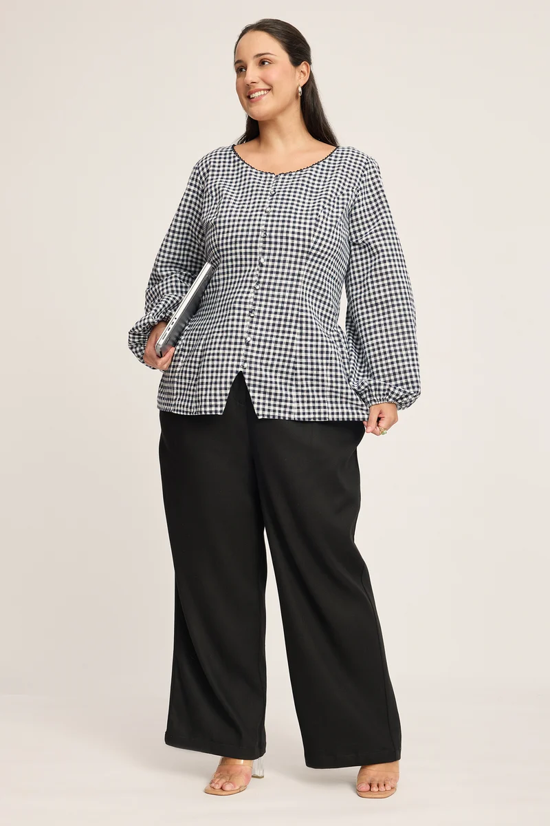 Bozena|100% Cotton Puff Sleeve Top