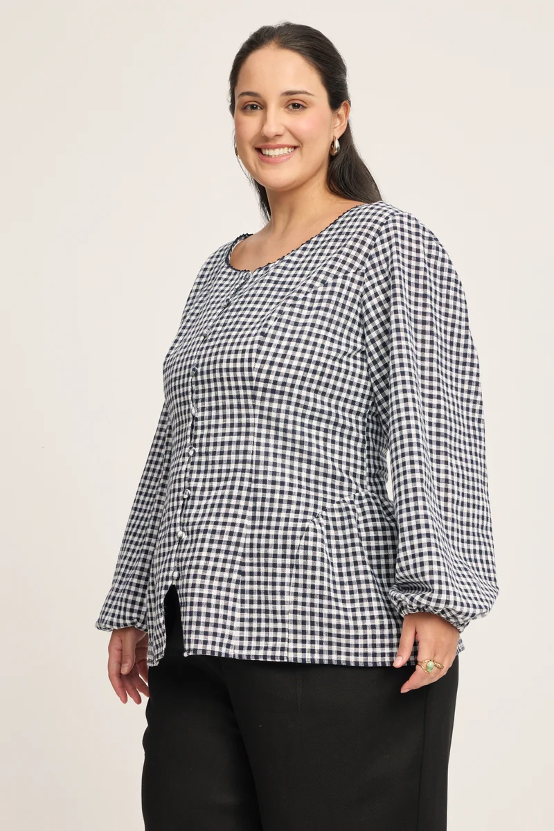 Bozena|100% Cotton Puff Sleeve Top