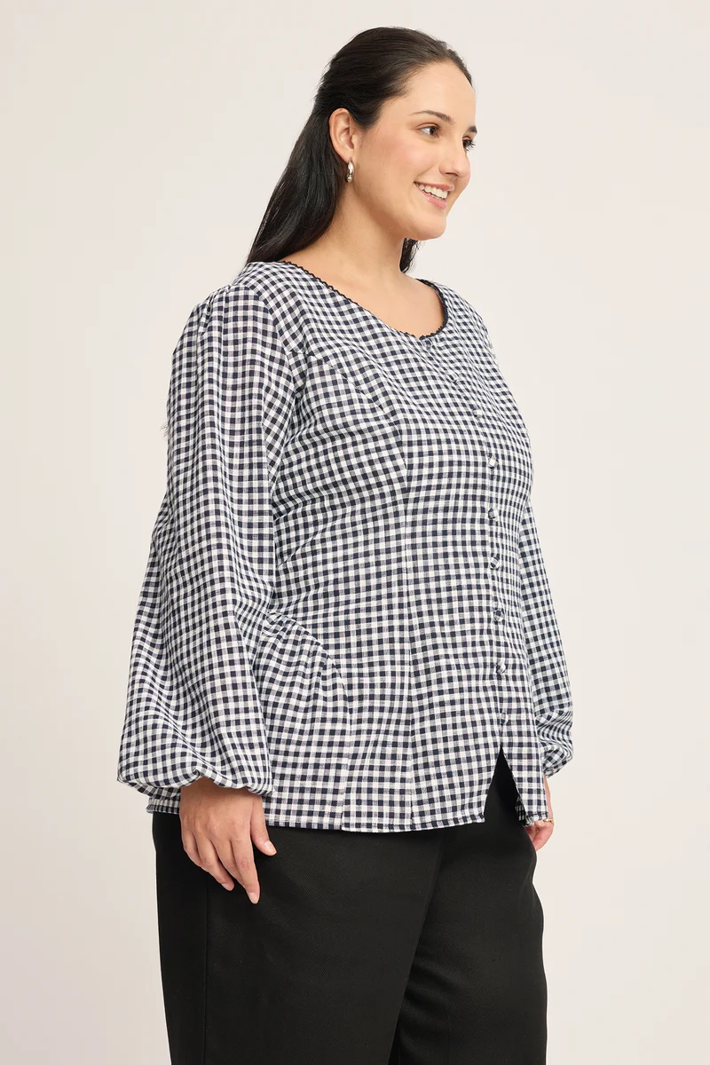 Bozena|100% Cotton Puff Sleeve Top