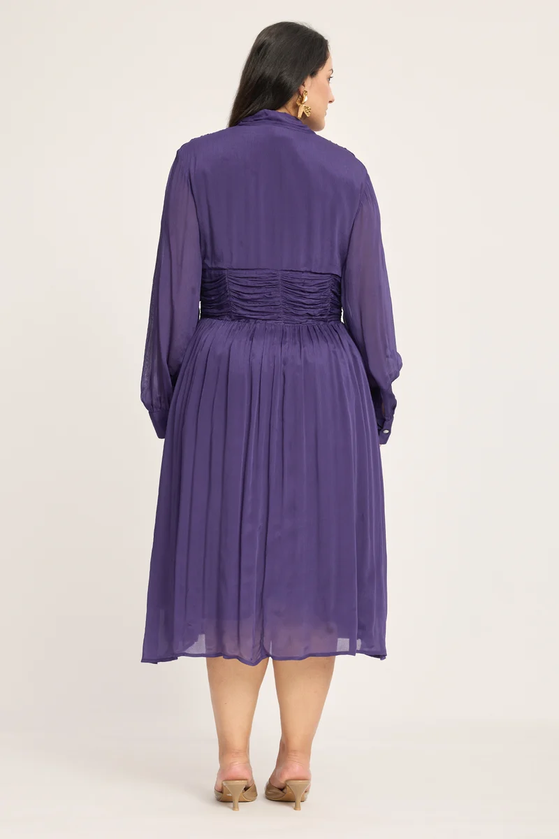Daria|100% Viscose Ruched Midi Dress