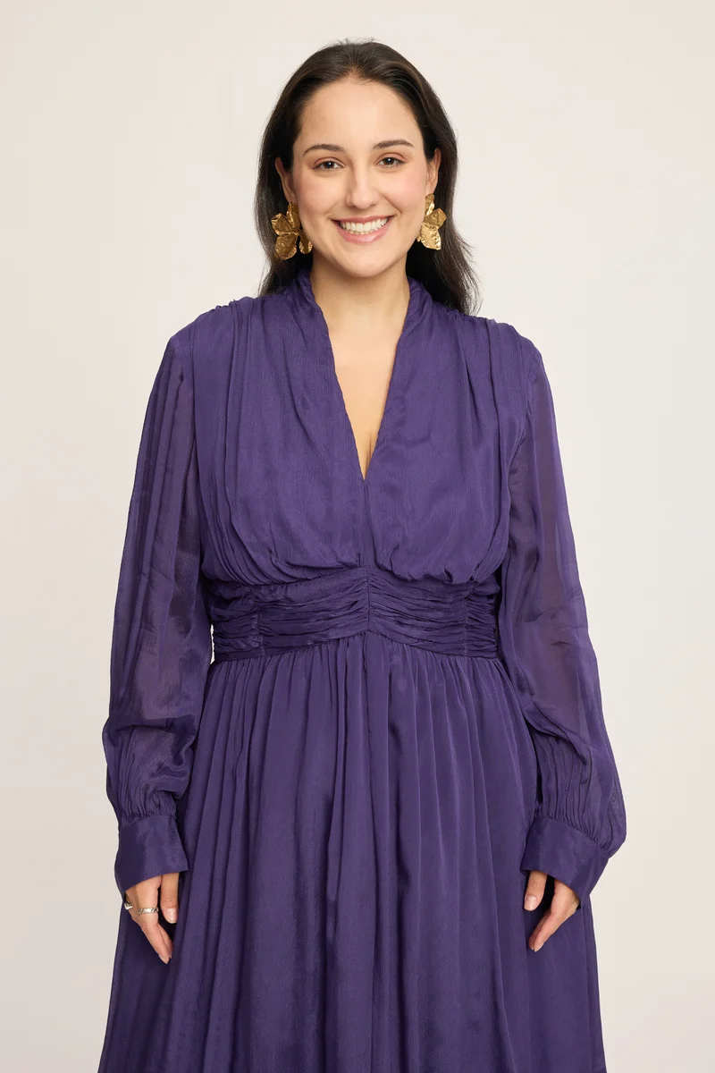 Daria|100% Viscose Ruched Midi Dress