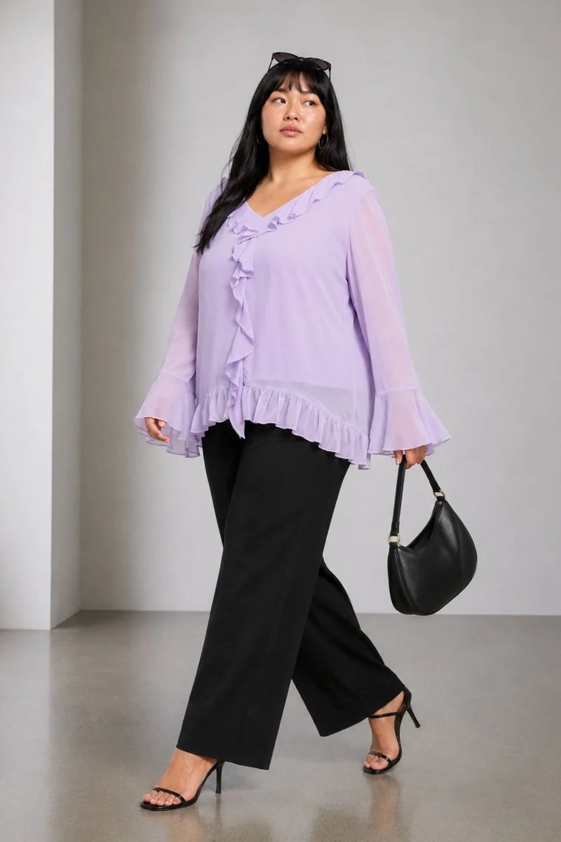 Irina|100% Viscose Ruffle Top