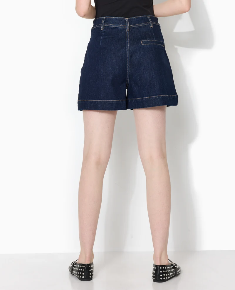 Short taille haute en jean avec pinces