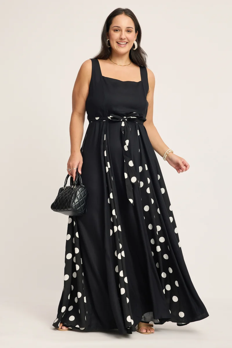 Ivana|100% Viscose Maxi Dress With Godets