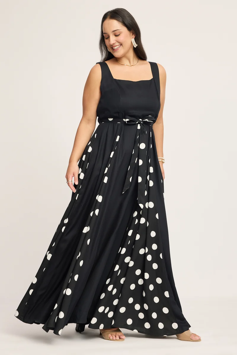 Ivana|100% Viscose Maxi Dress With Godets