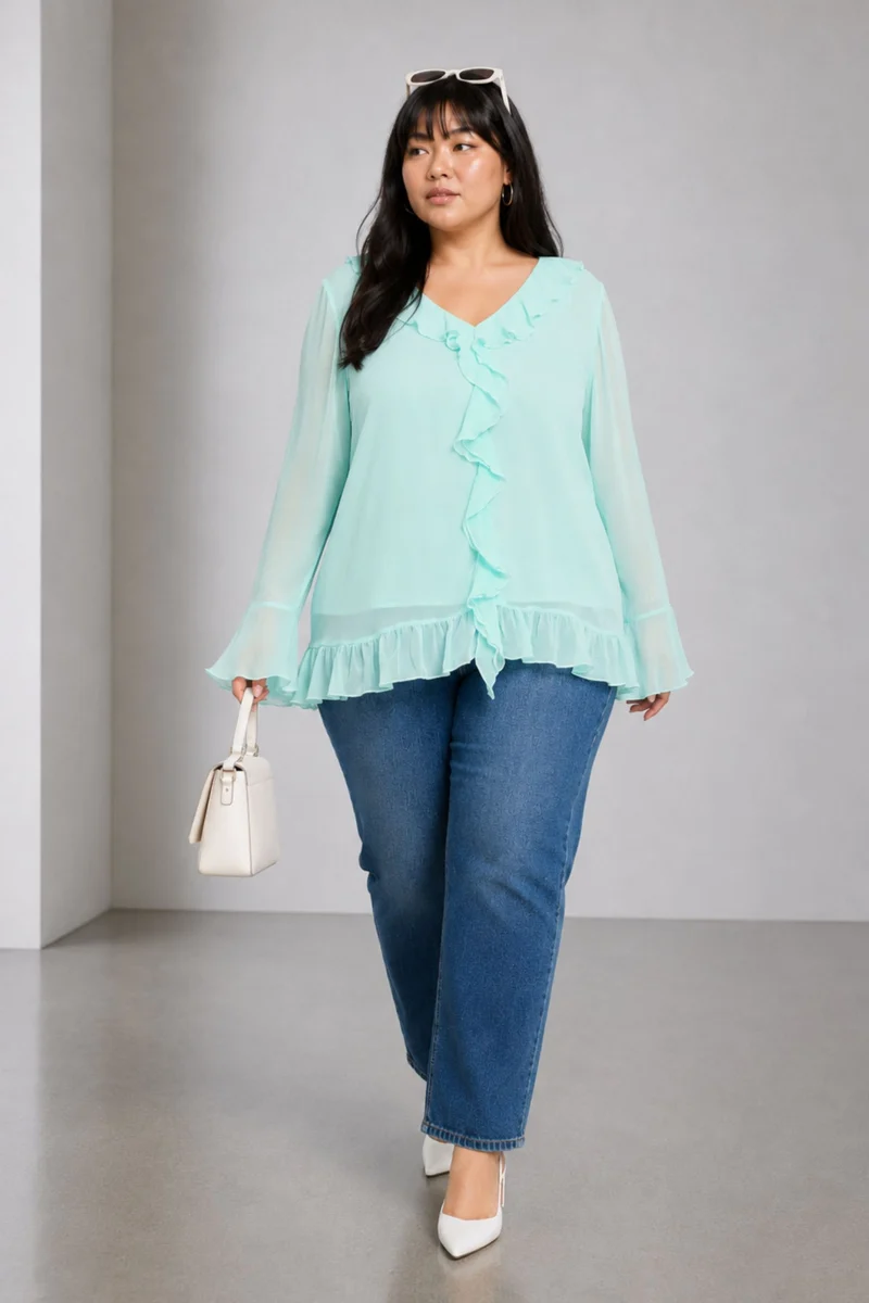 Tereza|100% Viscose Ruffle Top