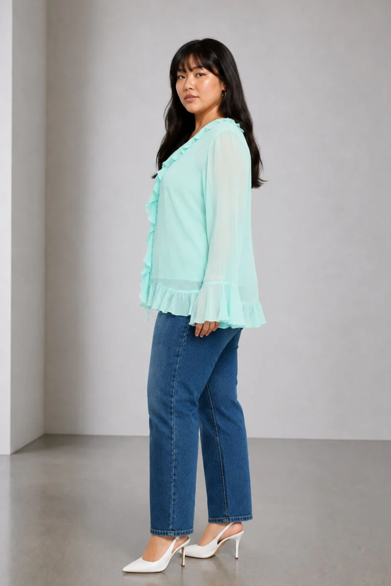 Tereza|100% Viscose Ruffle Top