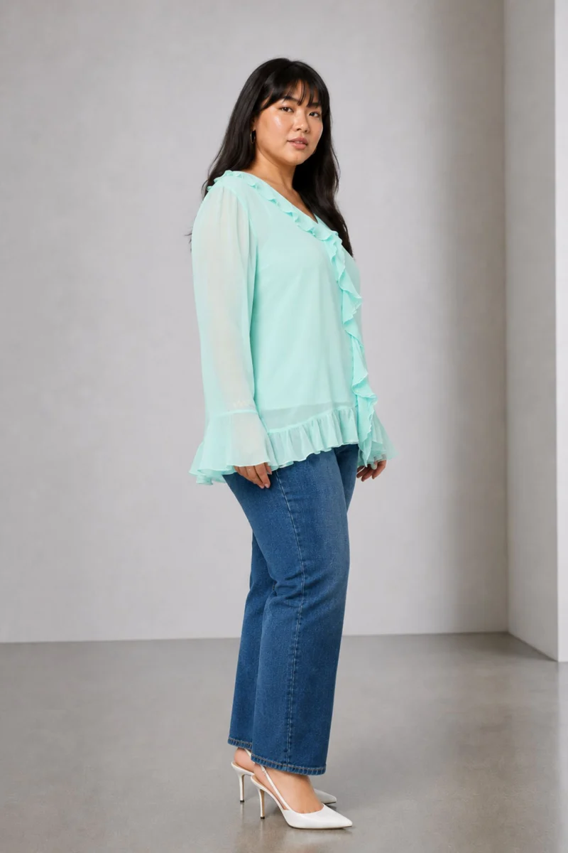 Tereza|100% Viscose Ruffle Top