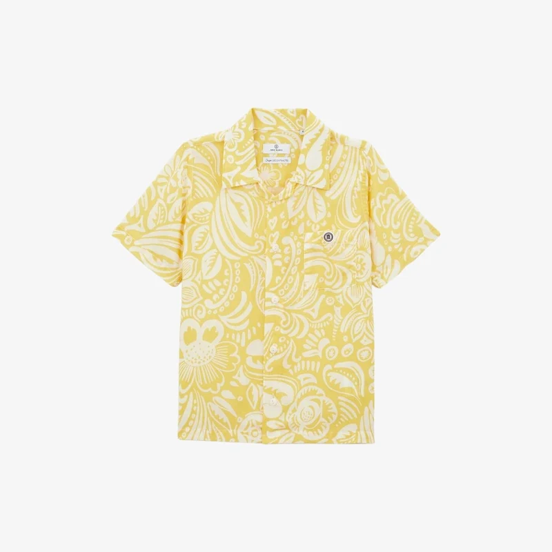 Chemise manches courtes garçon imprimée jaune