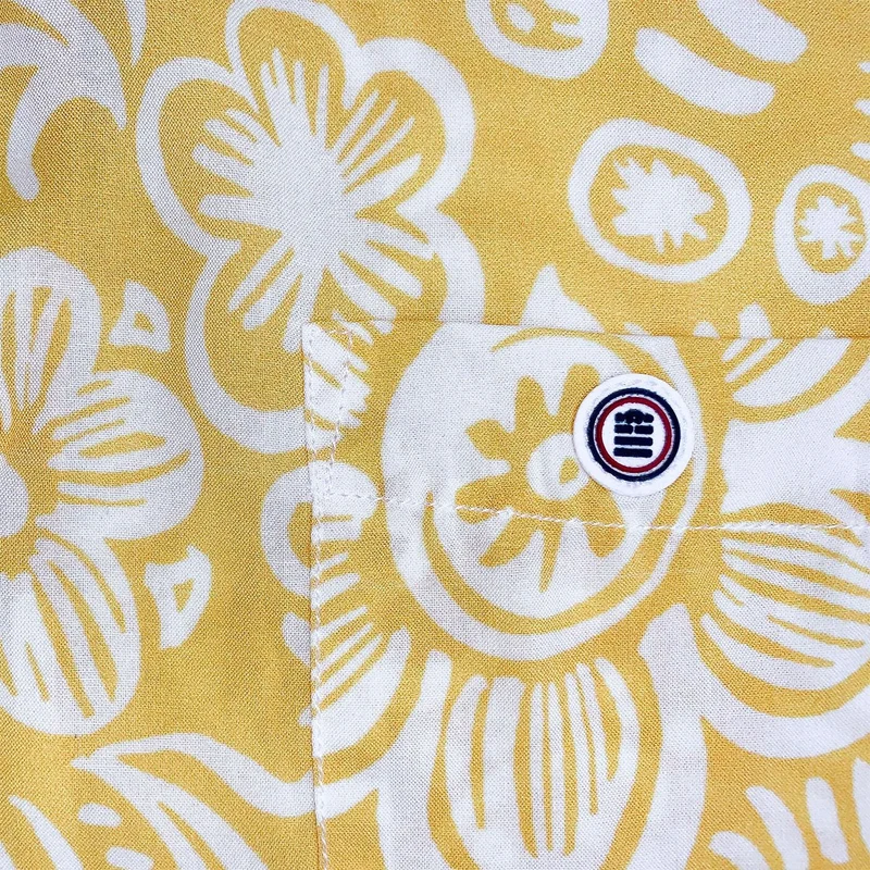 Chemise manches courtes garçon imprimée jaune