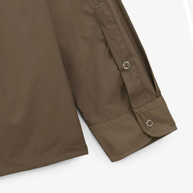 Chemise manches longues en coton marron shitake Clovis