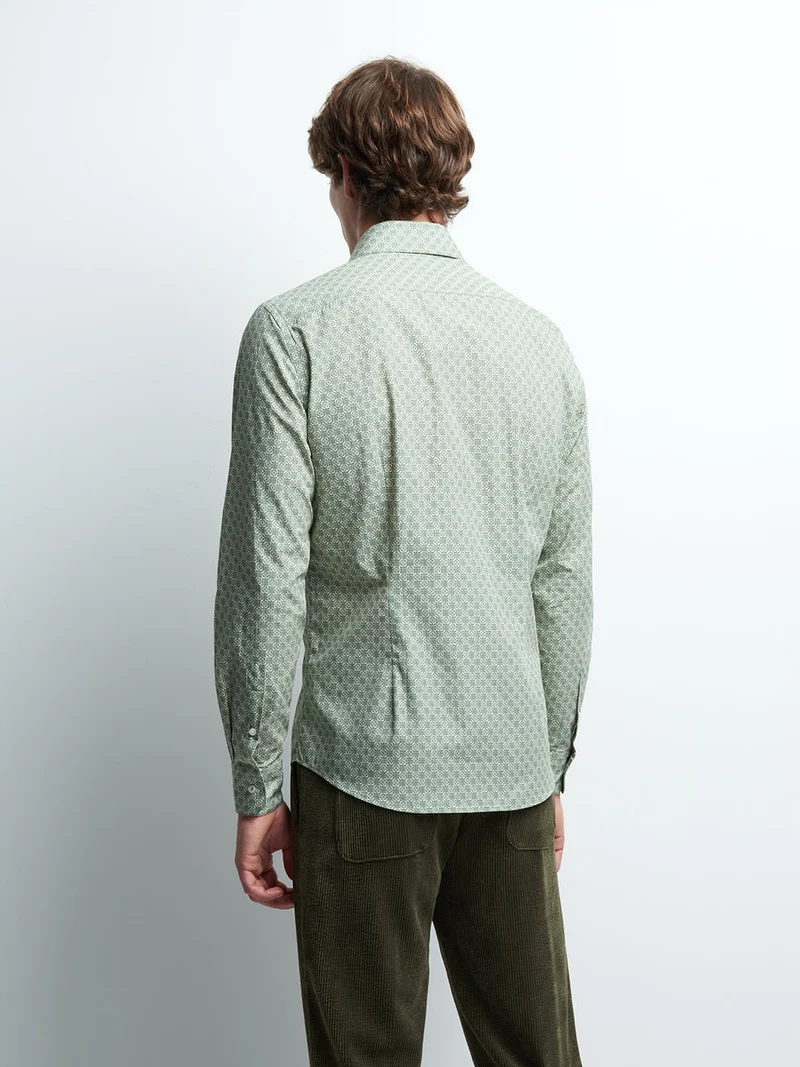 Chemise slim en coton imprimée