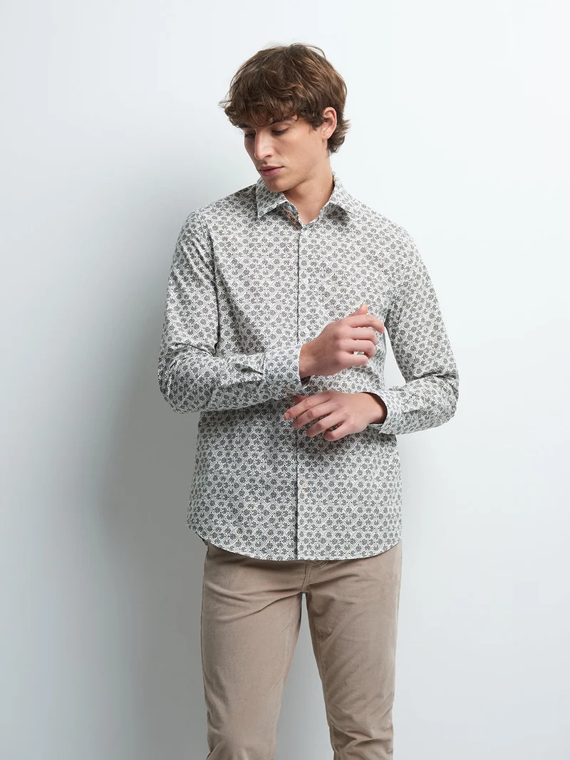 Chemise slim en coton imprimée