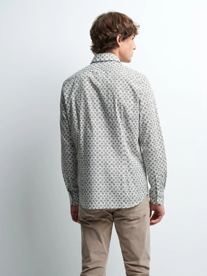 Chemise slim en coton imprimée