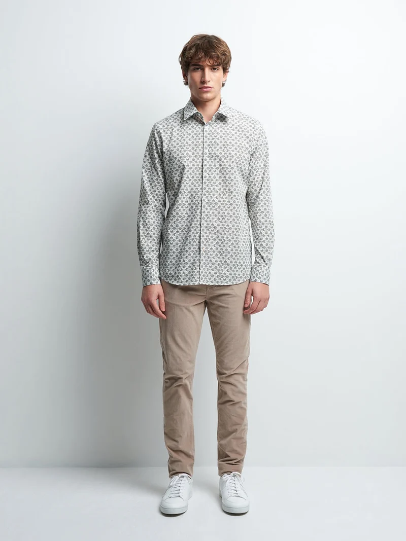Chemise slim en coton imprimée