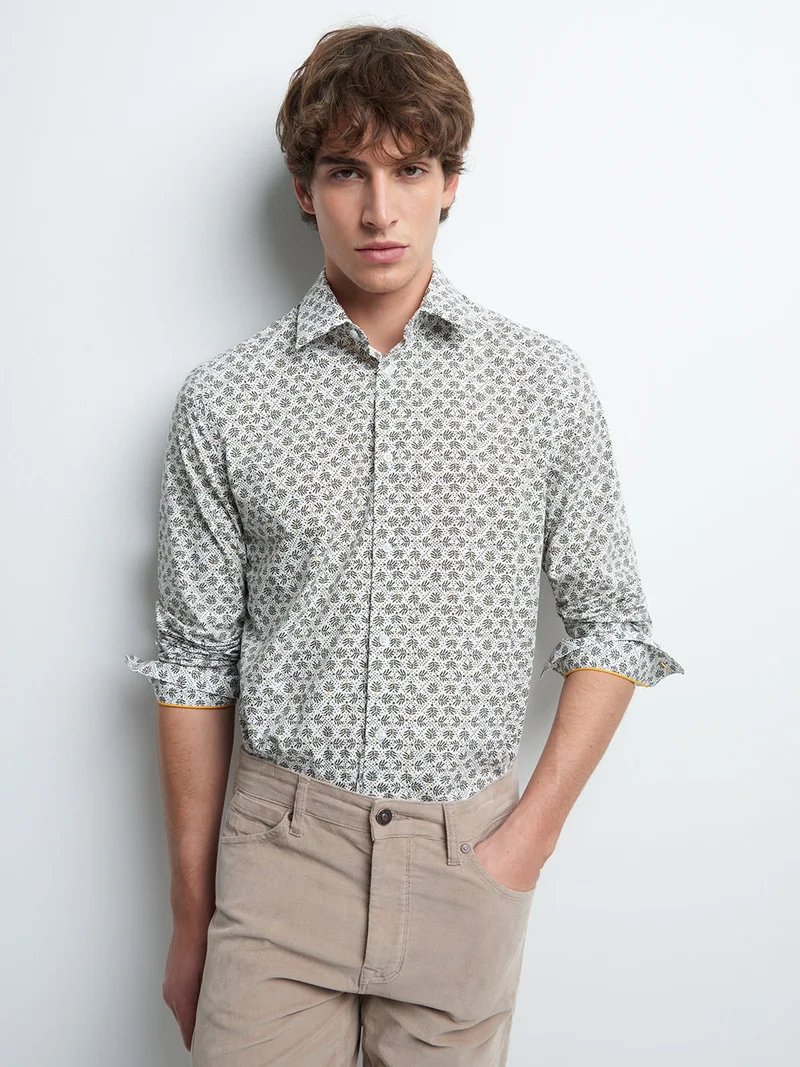 Chemise slim en coton imprimée