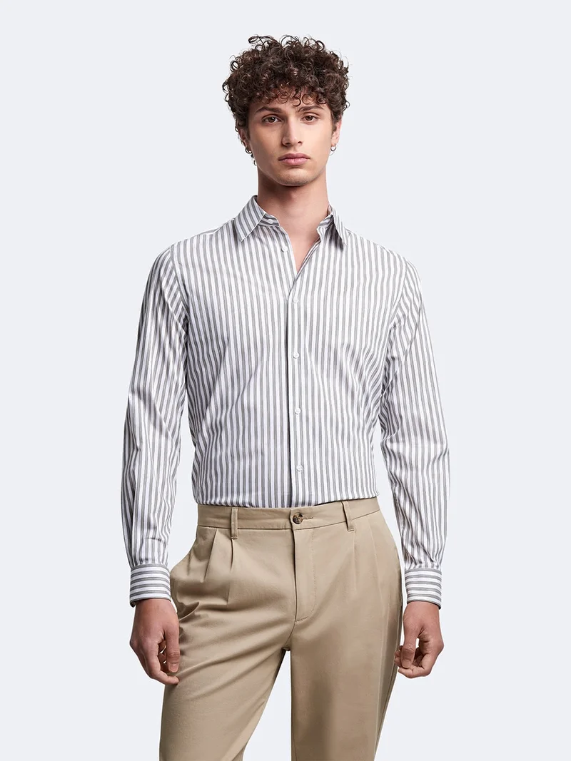 Chemise stretch rayée en coton