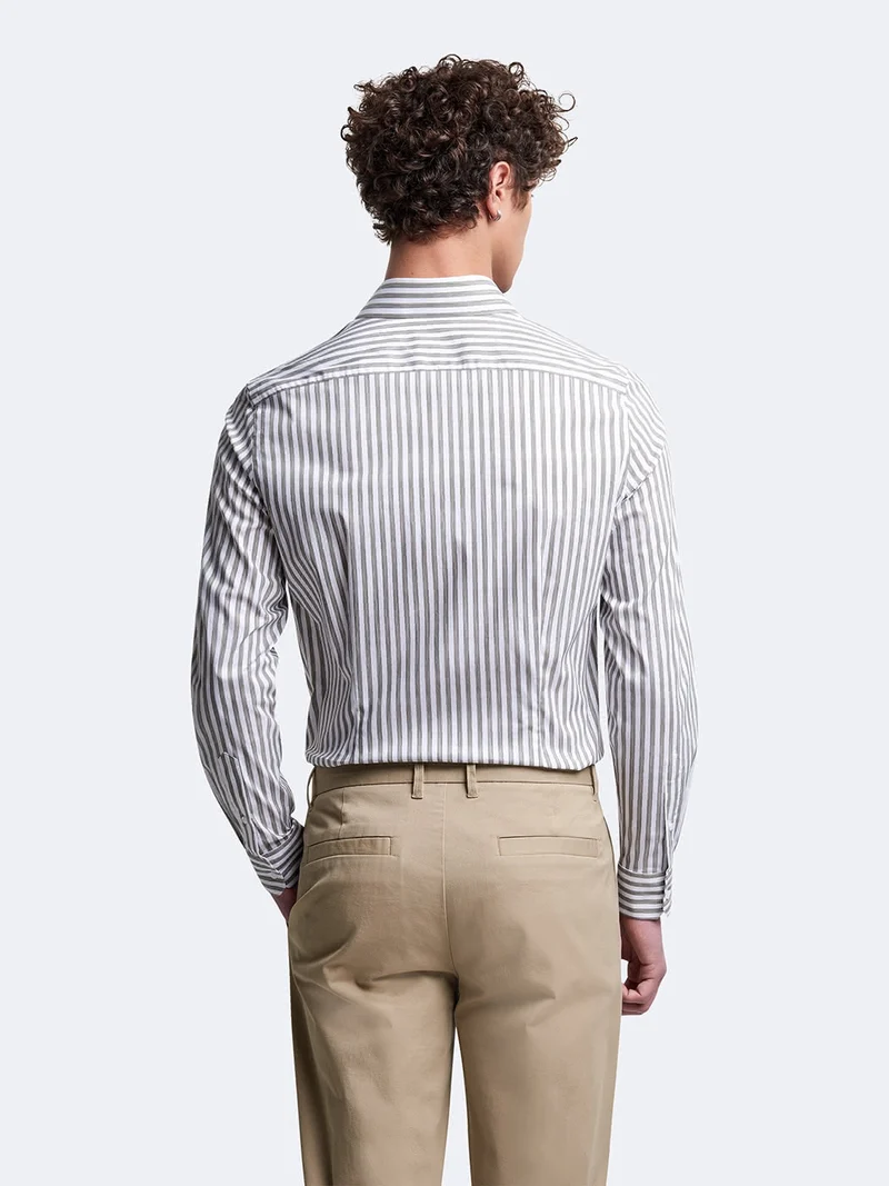 Chemise stretch rayée en coton