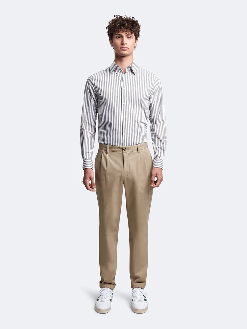 Chemise stretch rayée en coton