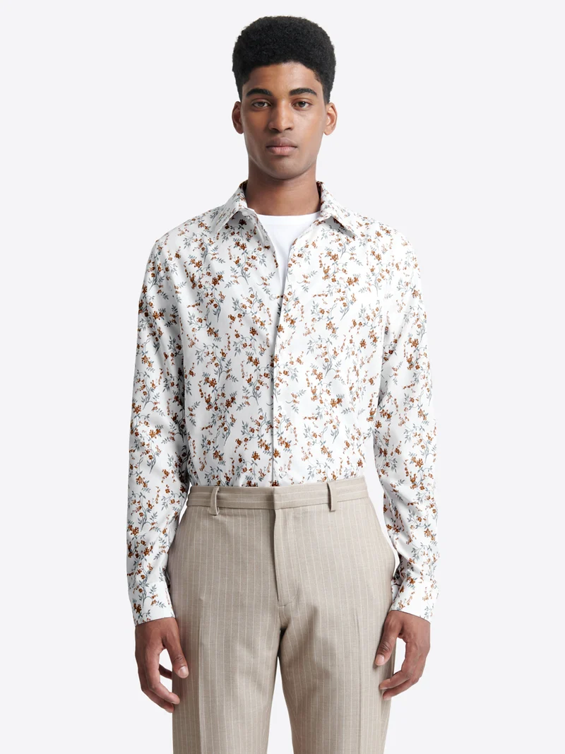 Chemise double retors fleurie 100% coton