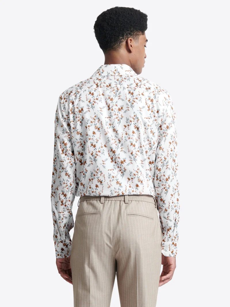 Chemise double retors fleurie 100% coton