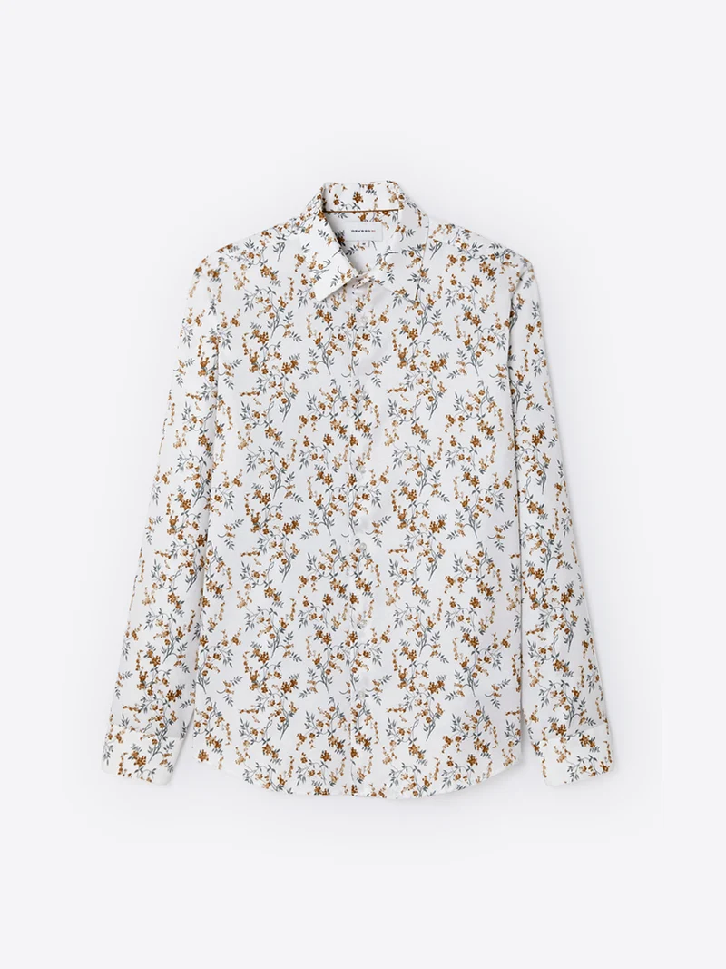 Chemise double retors fleurie 100% coton