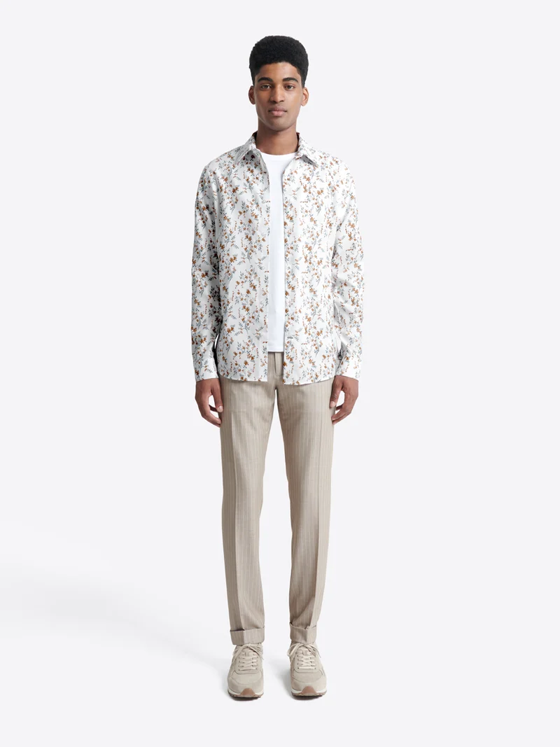 Chemise double retors fleurie 100% coton