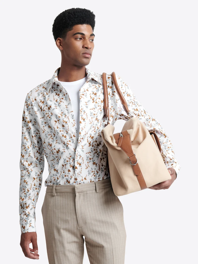 Chemise double retors fleurie 100% coton