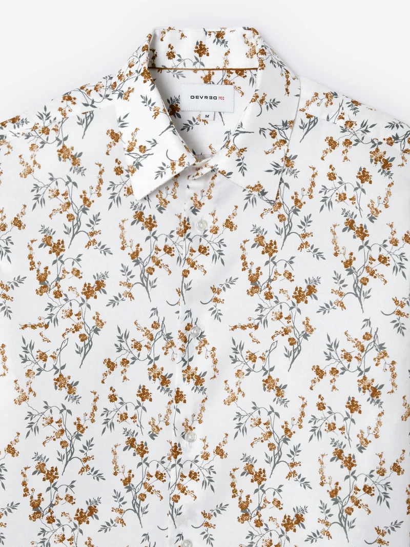 Chemise double retors fleurie 100% coton