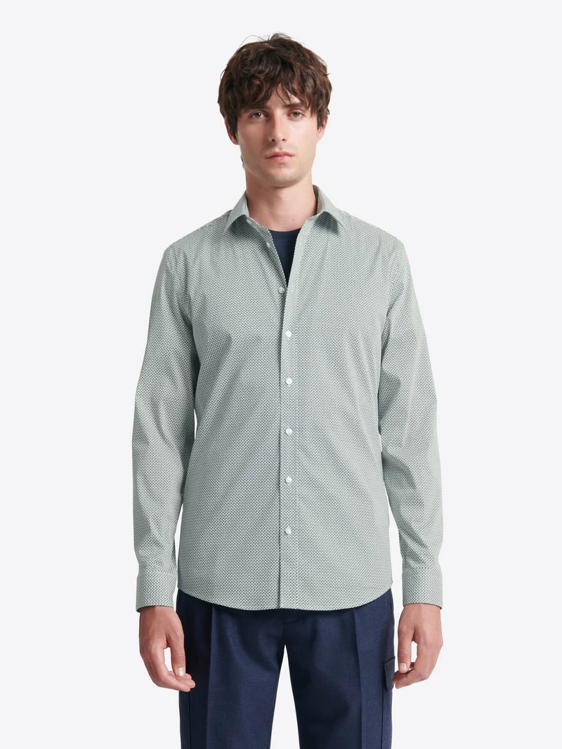 Chemise stretch fantaisie en coton