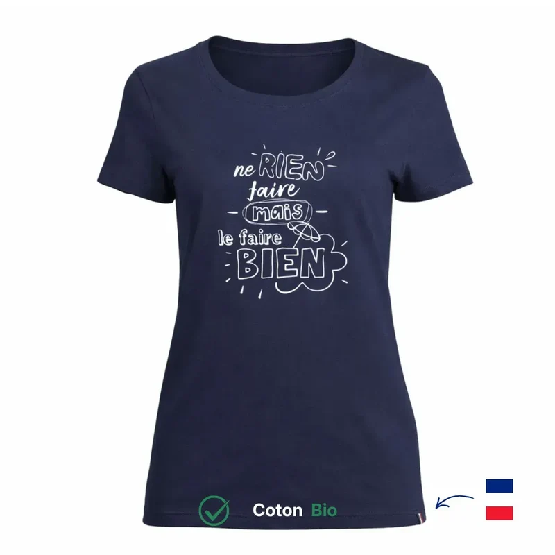 T-shirt femme bleu | Ne rien faire mais le faire bien