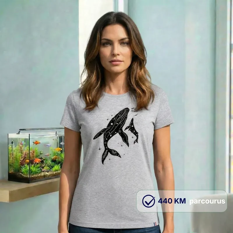 T-shirt femme gris [ Baleines